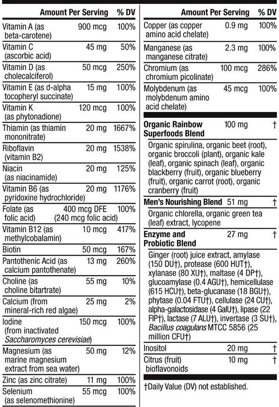 rainbow light multivitamin ingredients