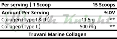 Truvani Marine Collagen Ingredients (Supplement Facts)