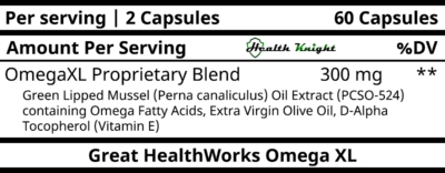 Great HealthWorks Omega XL Ingredients (Supplement Facts)
